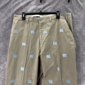 UNC Tar Heels Pants Mens 36x32 Pennington Bailes Embroidered Khaki‎ Cuffed